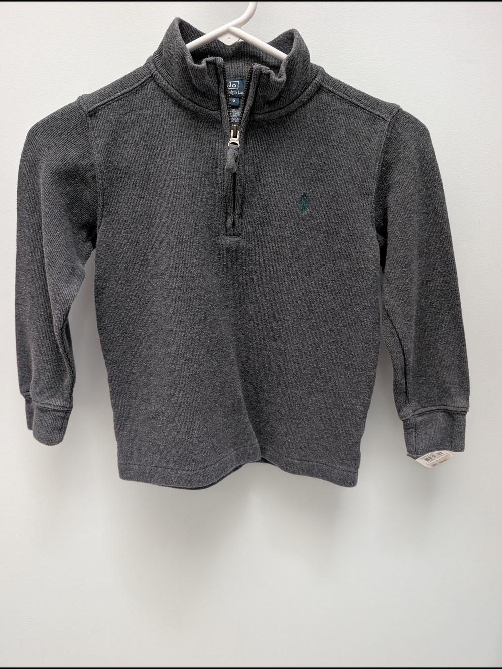 Polo Ralph Lauren Gray Quarter Zip Pullover Sweater Kids Size 6 NWT